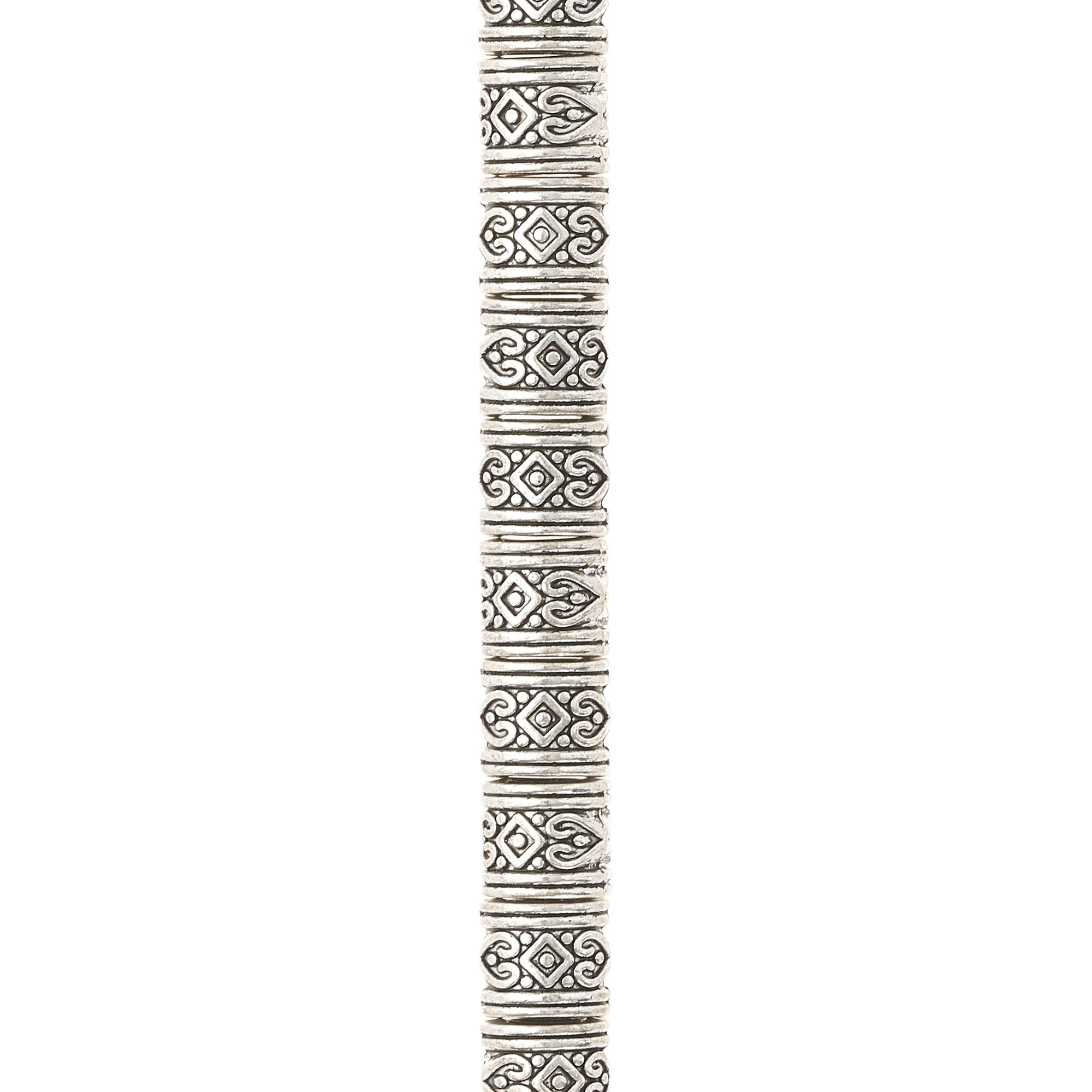 Silver Heart Pattern Metal Rondelle Beads, 8mm by Bead Landing™